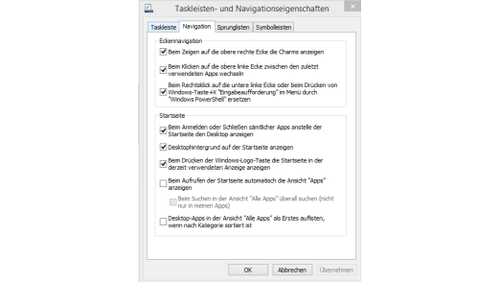 Eisntellungen für Taskbar und Desktop-Boot anpassen. (c) tecchannel.de