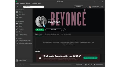 Über Spotify haben Sie Zugriff auf ein riesiges Musikarchiv. Sein volles Potenzial erschließt der Dienst aber erst nach Abschluss eines kostenpflichtigen Abovertrags. (c) cio.de