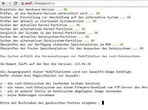 Für ein alternatives System muss ausreichend Platz im Flash-Speicher der Fritzbox frei sein. Die Voraussetzungen prüft das modfs-Tool. (c) Thomas Rau