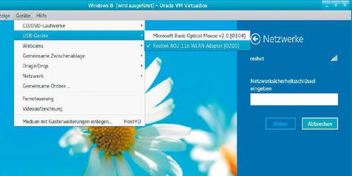 Wifi muss mit: Wenn ein Gastsystem über einen echten WLAN-Adapter verfügen soll, etwa um als Netzwerk-Scanner zu arbeiten, können Sie einen USB-WLAN-Adapter am Host-System an den Gast weitergeben. (c) tecchannel.de