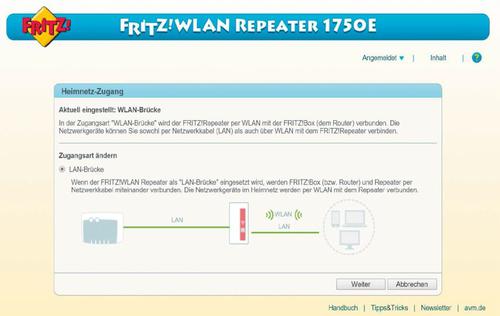 Arbeitet der Repeater als LAN-Brücke, lässt sich die Reichweite des Heimnetzes per Netzwerkkabel erhöhen. (c) tecchannel.de