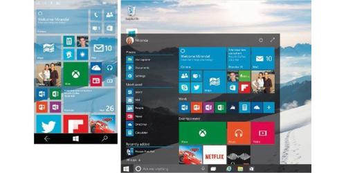 Windows 10 sieht auf Smartphones und PCs ähnlich aus. Die Bedienung mit Maus und Tastatur fällt am PC durch das neue Startmenü leichter als bei Windows 8.1. (c) computerwoche.de