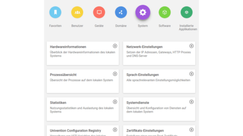 Web-basierte Systemeinstellungen: Über den Punkt System konfigurieren Sie das System. Hier können Sie mitunter die Netzwerkeinstellungen verändern, Zertifkate erstellen und bekommen Informationen über die Hardware. (c) computerwoche.de