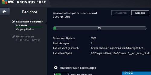 AVG Antivirus Free schützt Ihren PC in Echtzeit (c) IDG