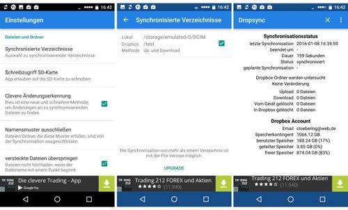 Dropsync synchronisiert ein Verzeichnis auf Ihrem Android-Phone mit Ihrer Dropbox (c) pcwelt.de