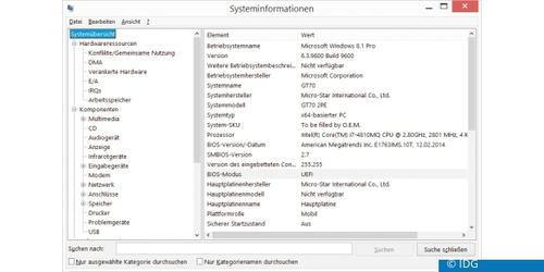 Bios oder Uefi: In welchem Modus Windows installiert ist, erfahren Sie über Msinfo32 in der Zeile 