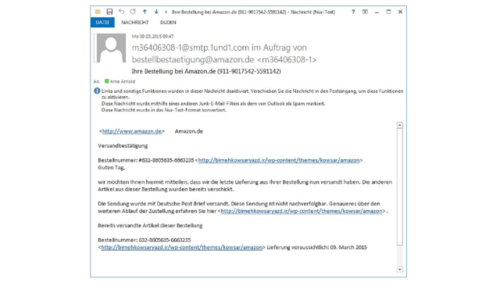 Hier sehen Sie eine Phishing-Mail, die gut gemacht ist. (c) computerwoche.de