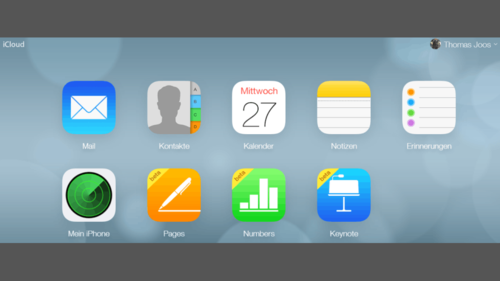 Aufrufen der verschiedenen Funktionen von iCloud (c) Thomas Joos
