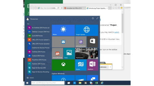 Office 2016 Preview im Zusammenspiel mit der Preview von Windows 10. (c) Thomas Joos