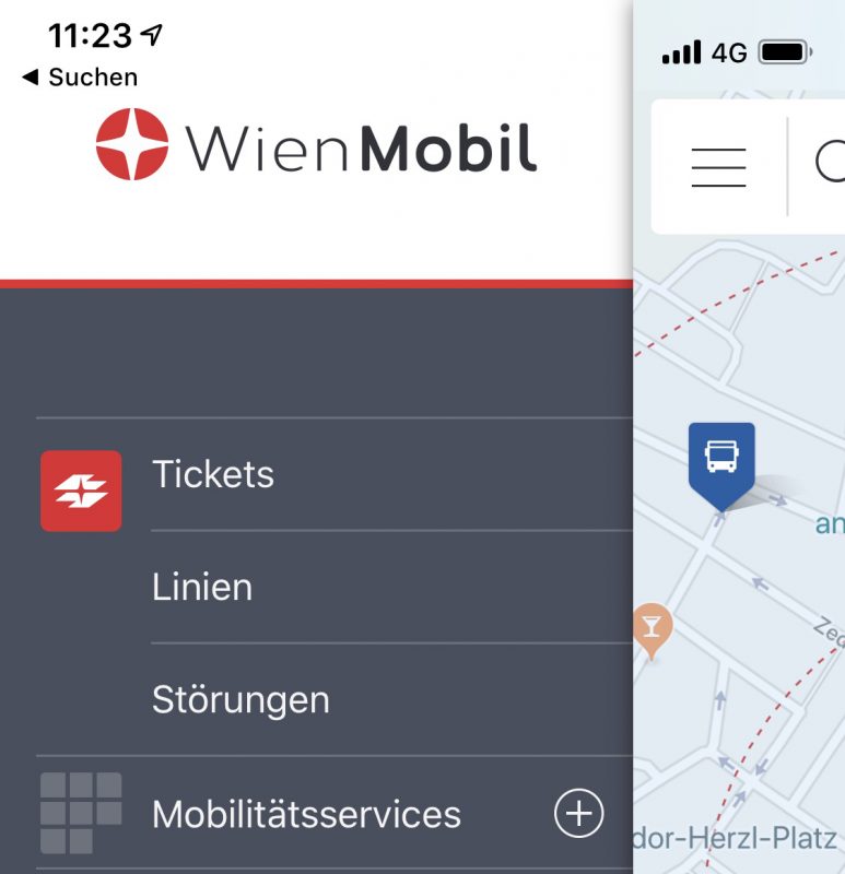 Als Vorlage für die "StadtMobil"-Apps dient die "WienMobil"-App der Wiener Linien.