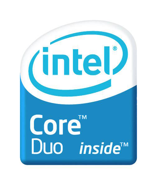 Bild des alten Intel "Core Duo Inside" Stickers, der heutzutage erklären würde warum der Prozessor konstant überlastet ist.