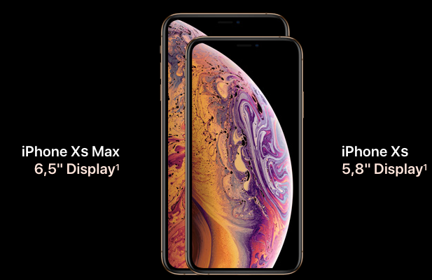 Mit 6.5 Zoll ist das iPhone Xs Max das größte Smartphone, während das iPhone Xs mit 5.8 Zoll genauso groß wie sein Vorgänger das X ist. (c) Apple