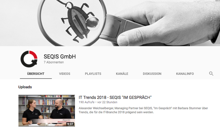 Videoblog von SEQIS: Anfang ist gemacht (c) YouTube