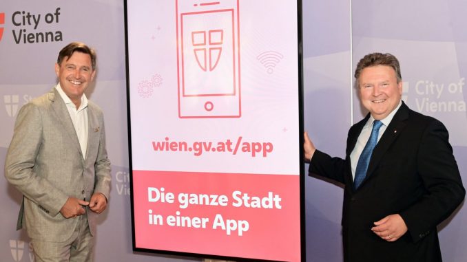 "Eine smarte Lösung für eine smarte Stadt": Wiens Bürgermeister Michael Ludwig (rechts) und Peter Hanke, Stadtrat für Digitalisierung, präsentierten die neue App den Medien.