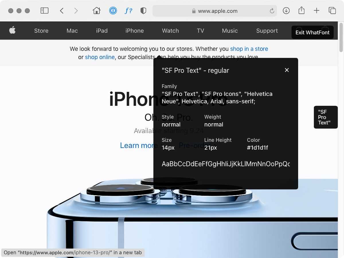 whatfont safari
